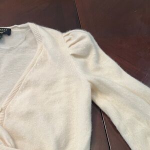 Ivory Cashmere Sweater. Size S. Crop length, puff shoulder and wrist. EUC.